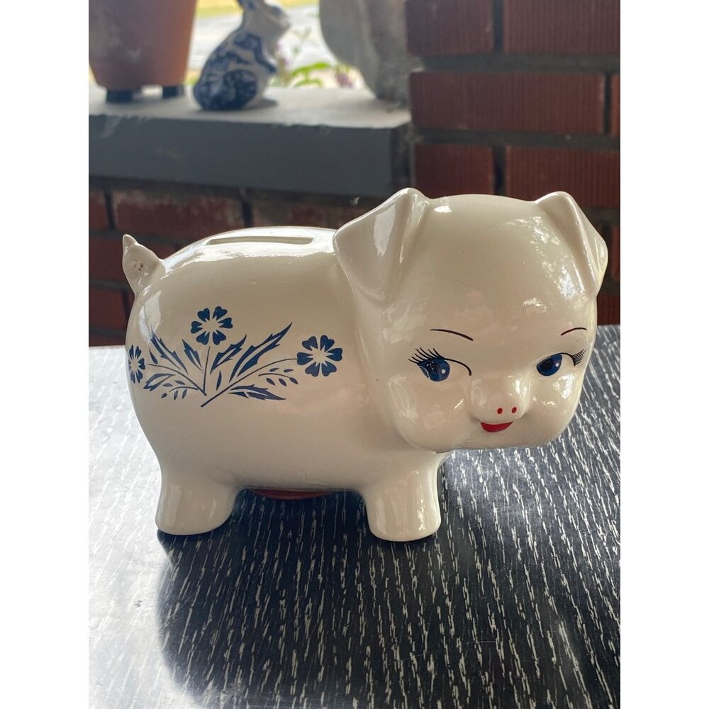 Vintage Corningware Blue Cornflower Piggy Bank EUC